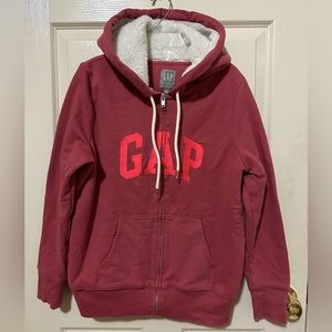 Gap Logo Sherpa Hoodie in Faded Rose Pink  color